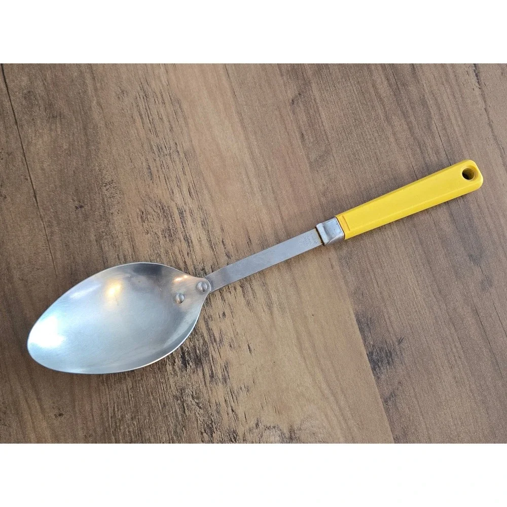 Maid of Honor Stainless Steel Serving Spoon Yellow Handle Vintage USA 11.5 Inch